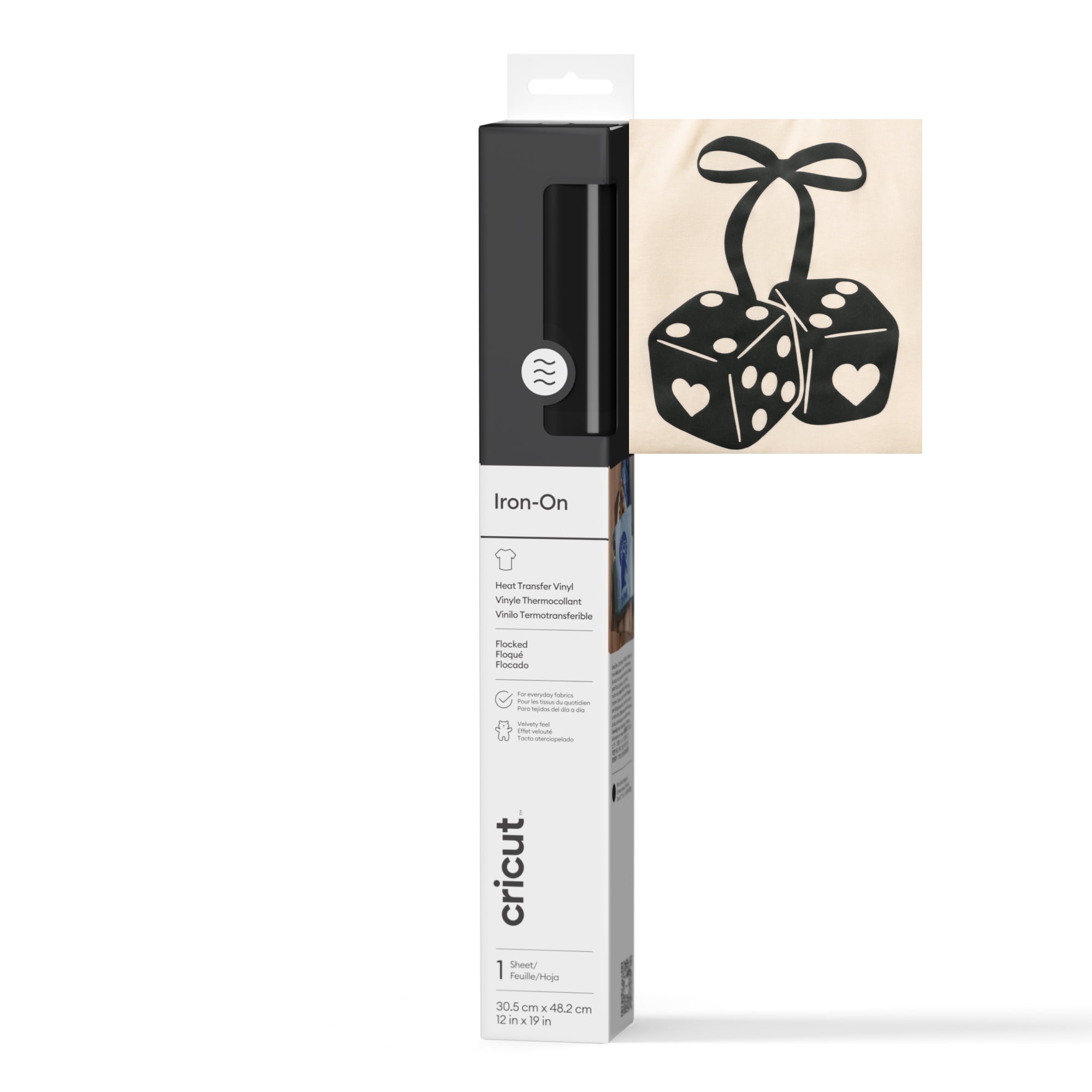 Cricut® Flocked Iron-On™ Vinyl (12 in x 19 in), 12" x 19", Black