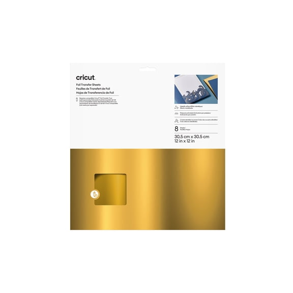 Cricut Foil Transfer Sheets, Gold (8), 12" x 12",Gold
