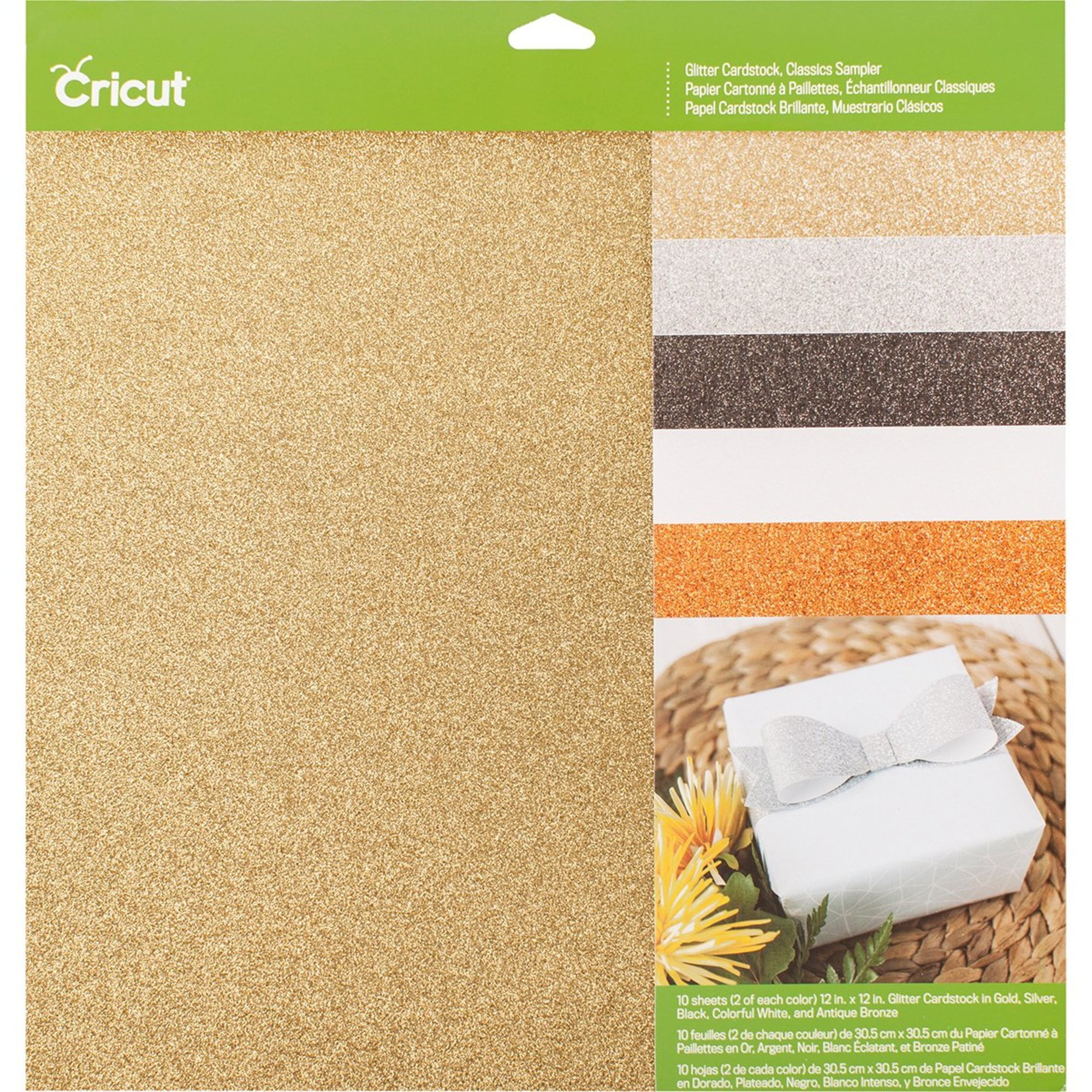 5 Sheets of Premium Glitter Cardstock, 28 X 24 Large, 300 GSM. Your Choice  of Gold, Silver or Black for Cricut Venture 