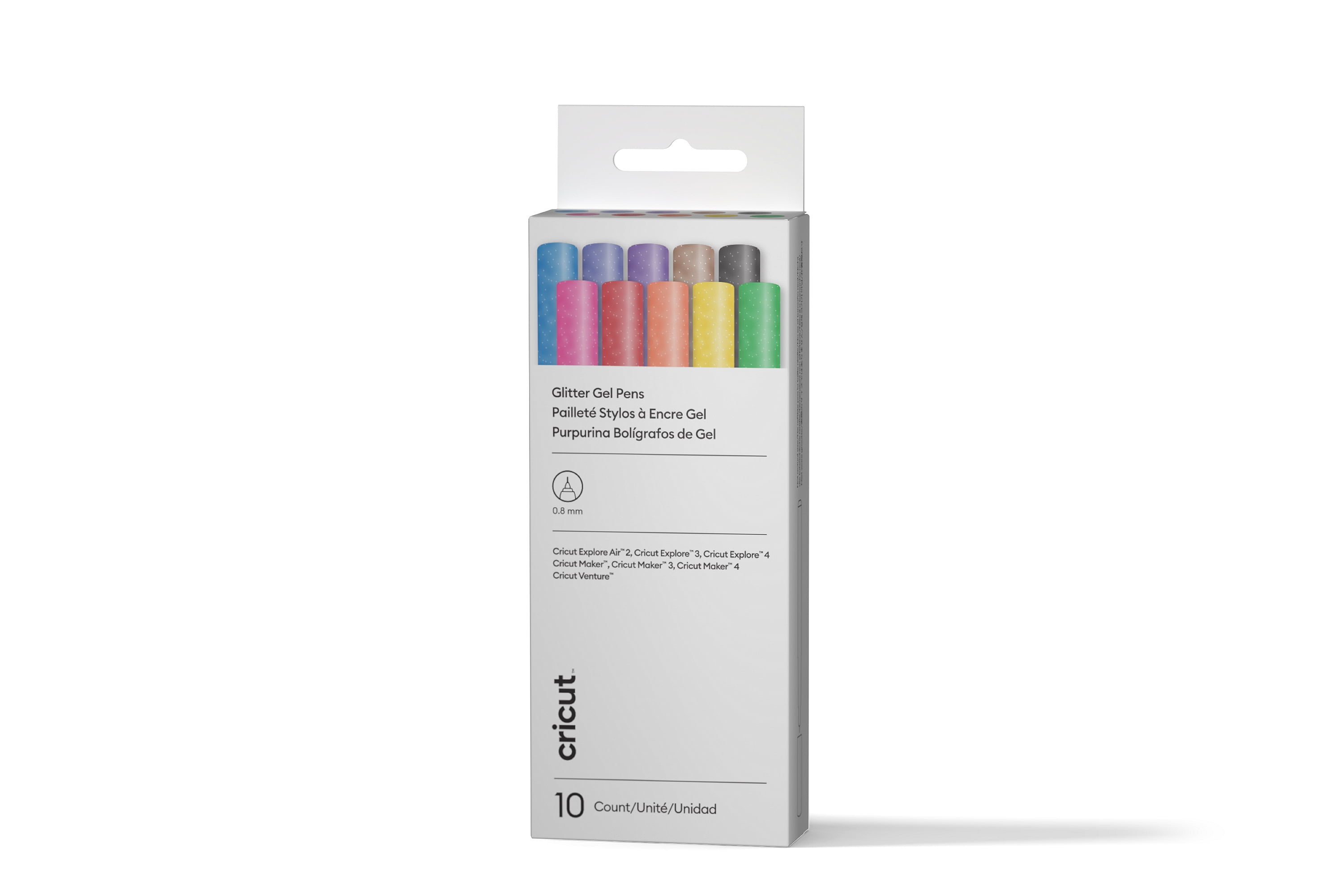 Cricut® Glitter Gel Pen 0.8 mm, Rainbow Sampler (10), .8 mm,Sampler