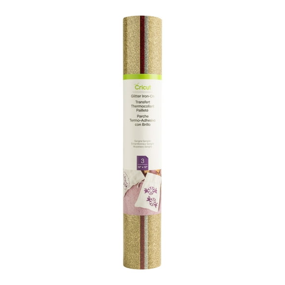 Cricut Glitter Iron-On Vinyl Sampler, Sangria, 12" x 12"