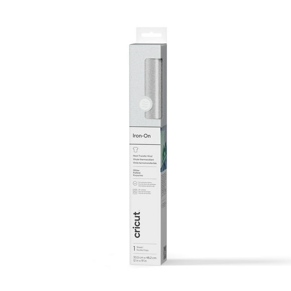 Cricut Glitter Iron-On, White, 12 x19, Roll