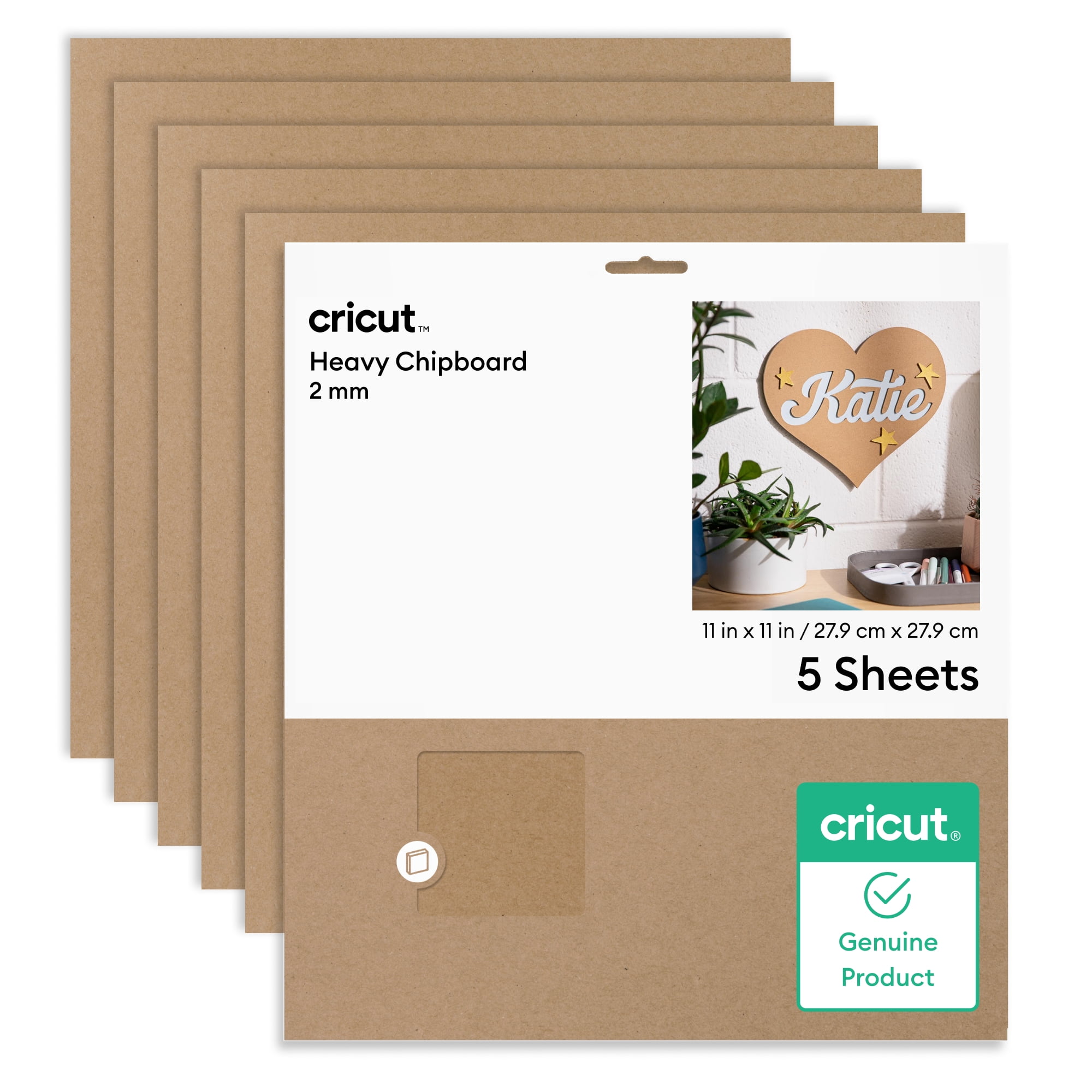 Cricut® Heavy Chipboard, 2mm 11 in x 11 in (5), 11" x 11",Nature