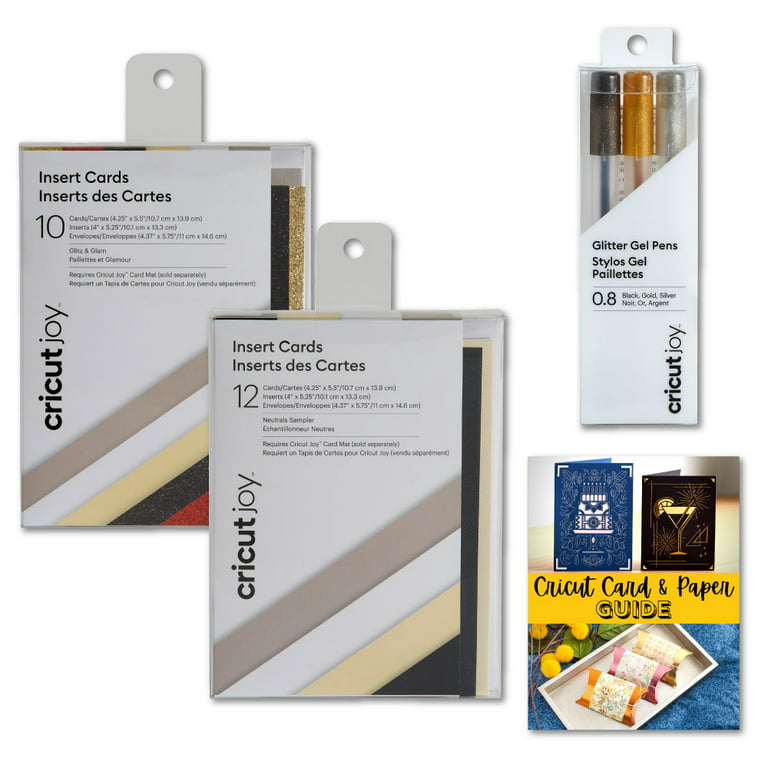 Cricut Joy Insert Cards Bundle Set, Neutrals and Glitz Glam with Glitter  Gel Pens, Medium Point 