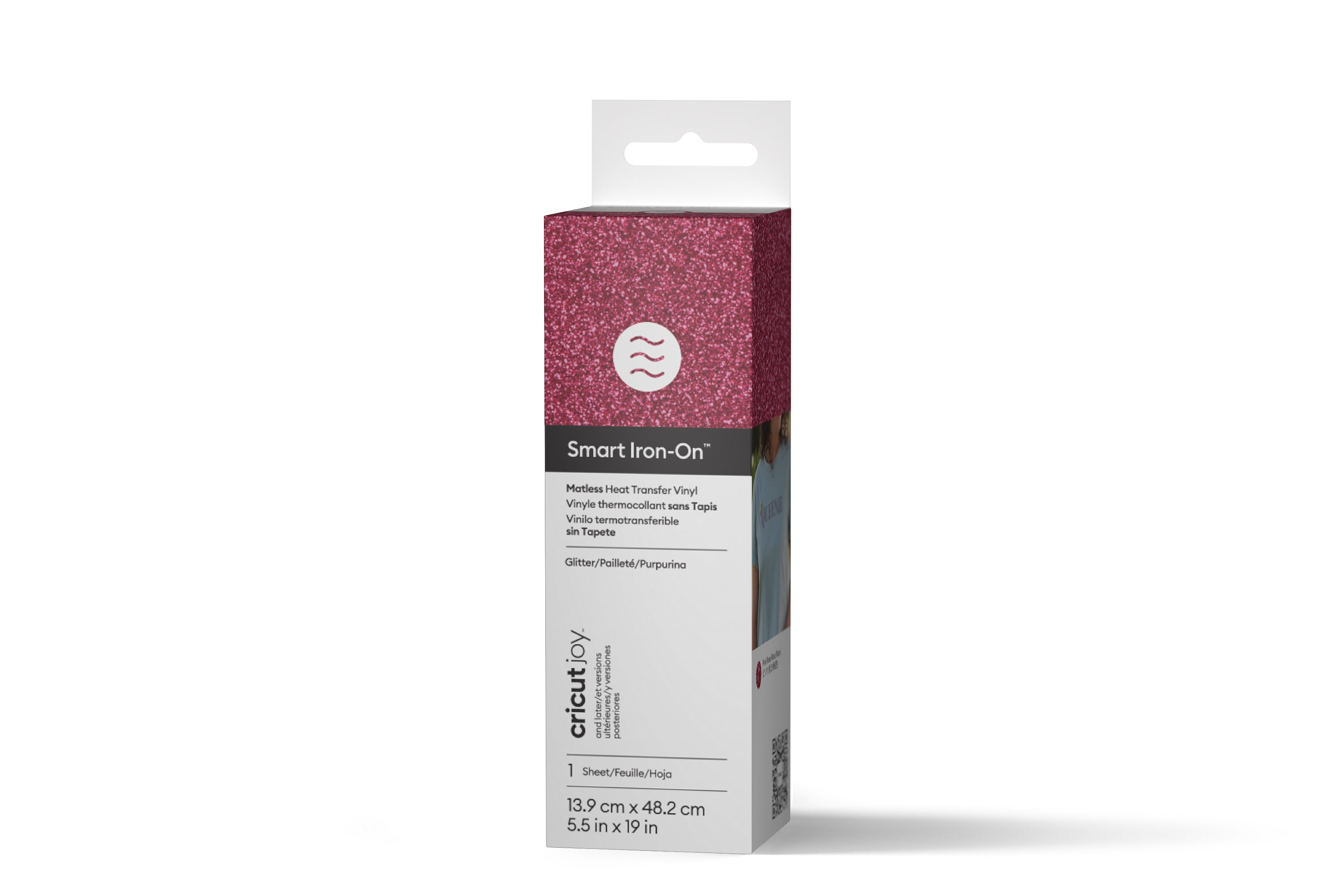 Cricut Joy™ Smart Iron On™ Glitter Matless Heat Transfer Vinyl, 5.5" x 19",Pink