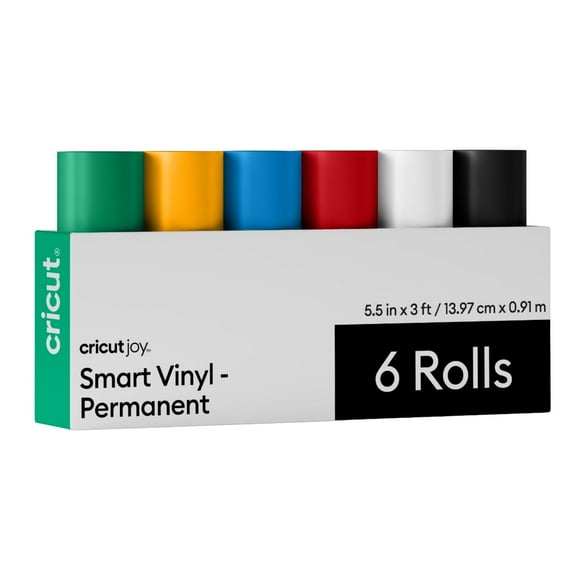 Cricut Joy Smart Permanent Vinyl Rolls, 5.5 in x 3 ft, Core Colors, 6 Count