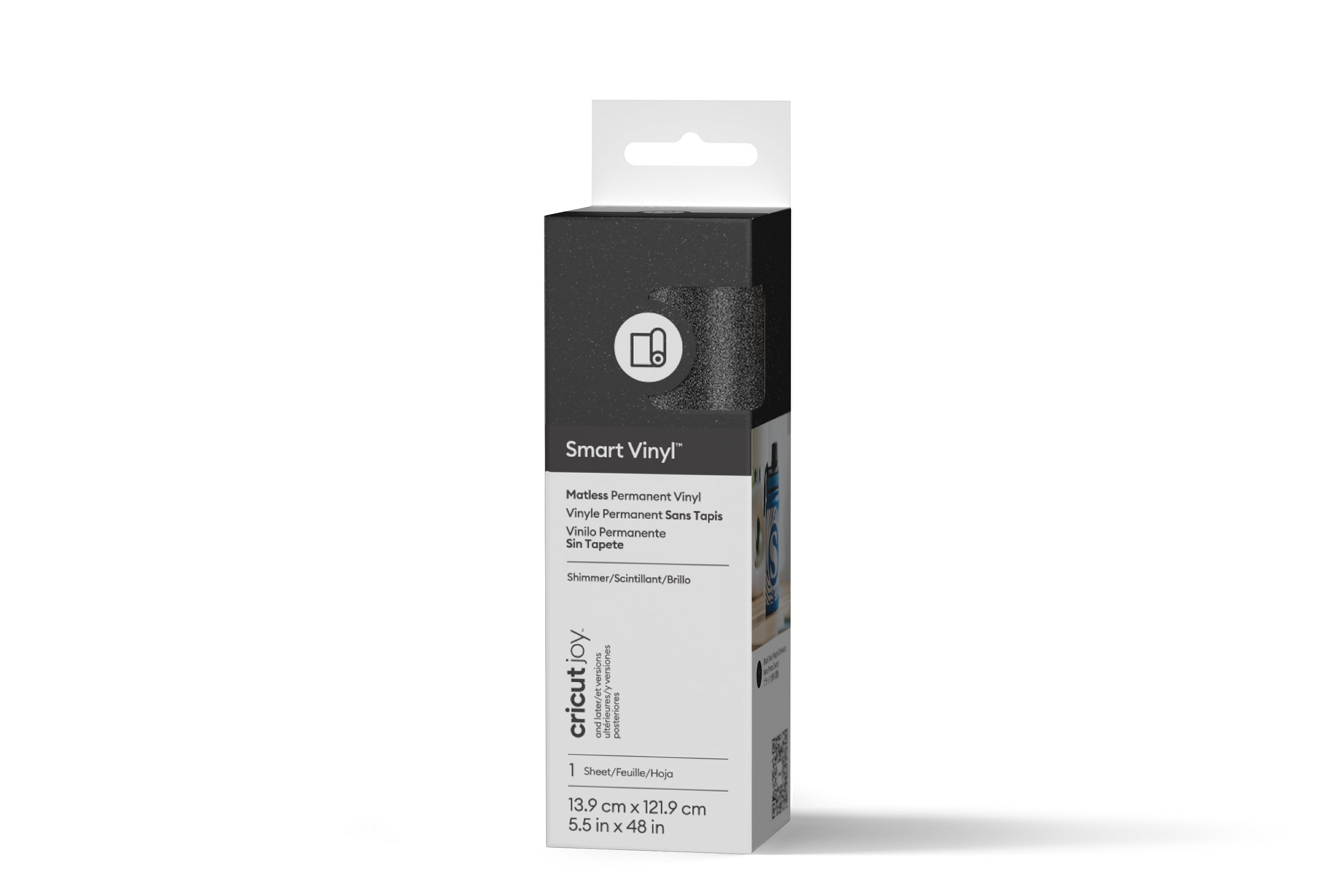Cricut Joy™ Smart Vinyl™ Shimmer Matless Permanent Vinyl, 5.5" x 48",Black