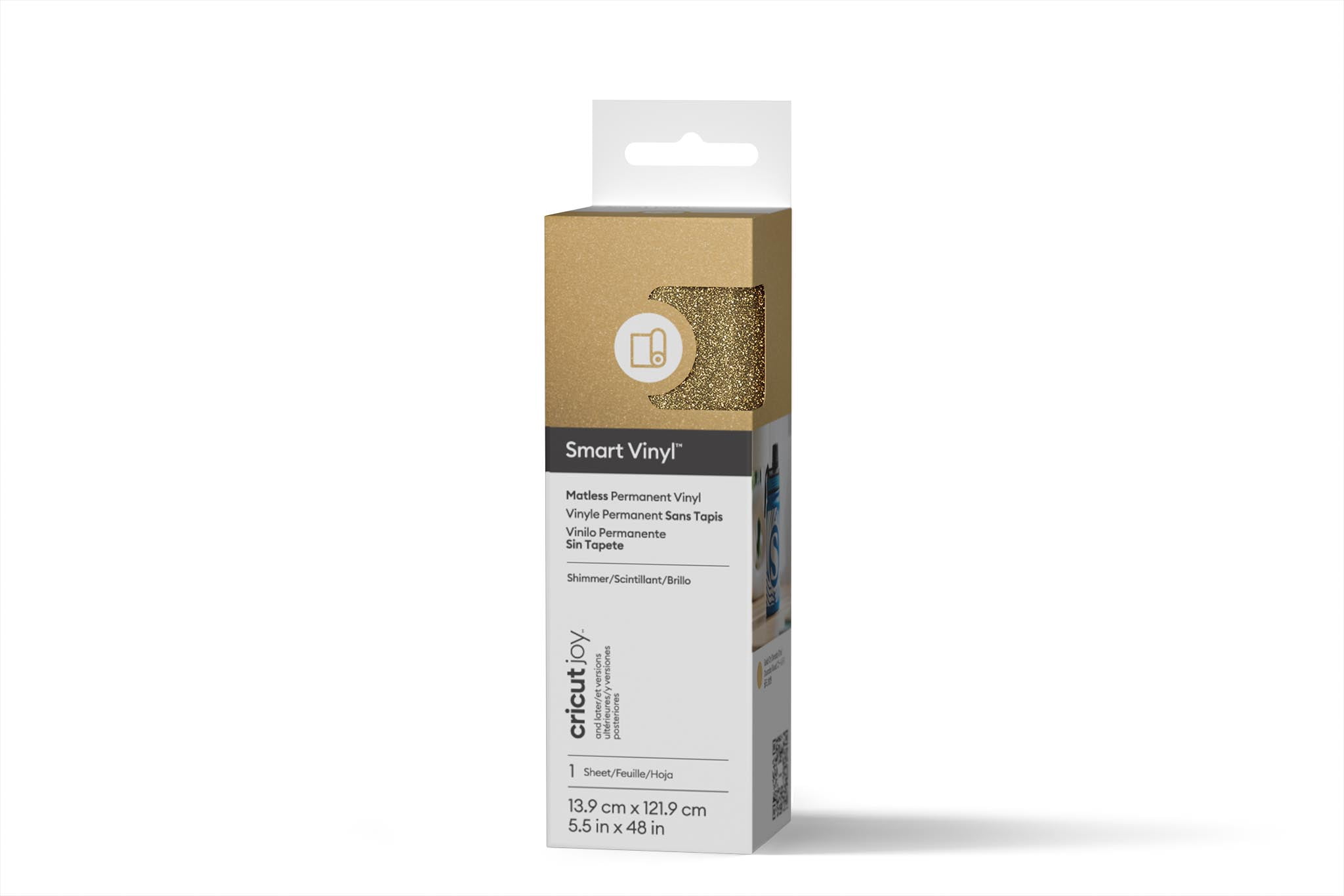 Cricut Joy™ Smart Vinyl™ Shimmer Matless Permanent Vinyl, 5.5" x 48",Gold
