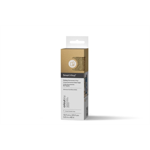Cricut Joy Smart Vinyl Shimmer Matless Permanent Vinyl, 5.5" x 48",Gold