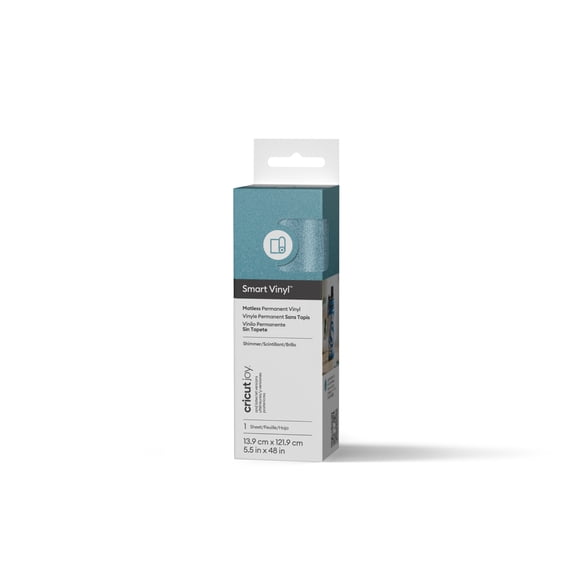 Cricut Joy Smart Vinyl Shimmer Matless Permanent Vinyl, 5.5" x 48",Light Blue