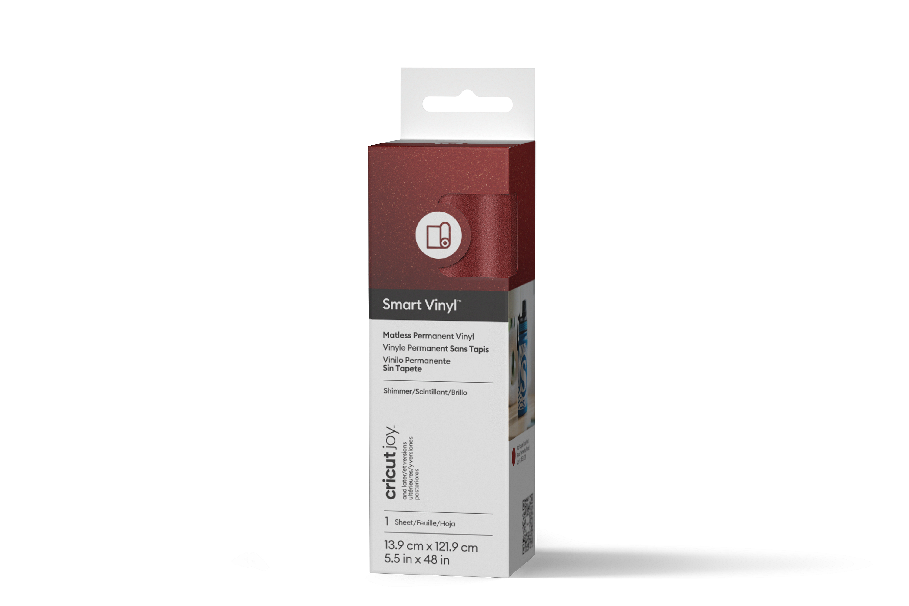 Cricut Joy™ Smart Vinyl™ Shimmer Matless Permanent Vinyl, 5.5" x 48",Red