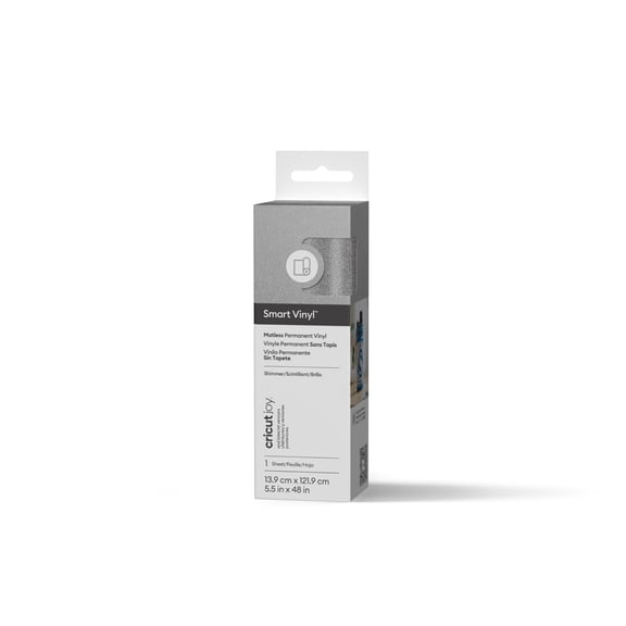 Cricut Joy Smart Vinyl Shimmer Matless Permanent Vinyl, 5.5" x 48",Silver