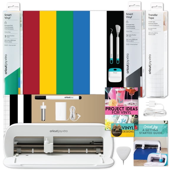 Cricut Joy Xtra Die-Cutting Machine with Smart Vinyl Sampler Packs, Transfer Tape and Tool Set Bundle