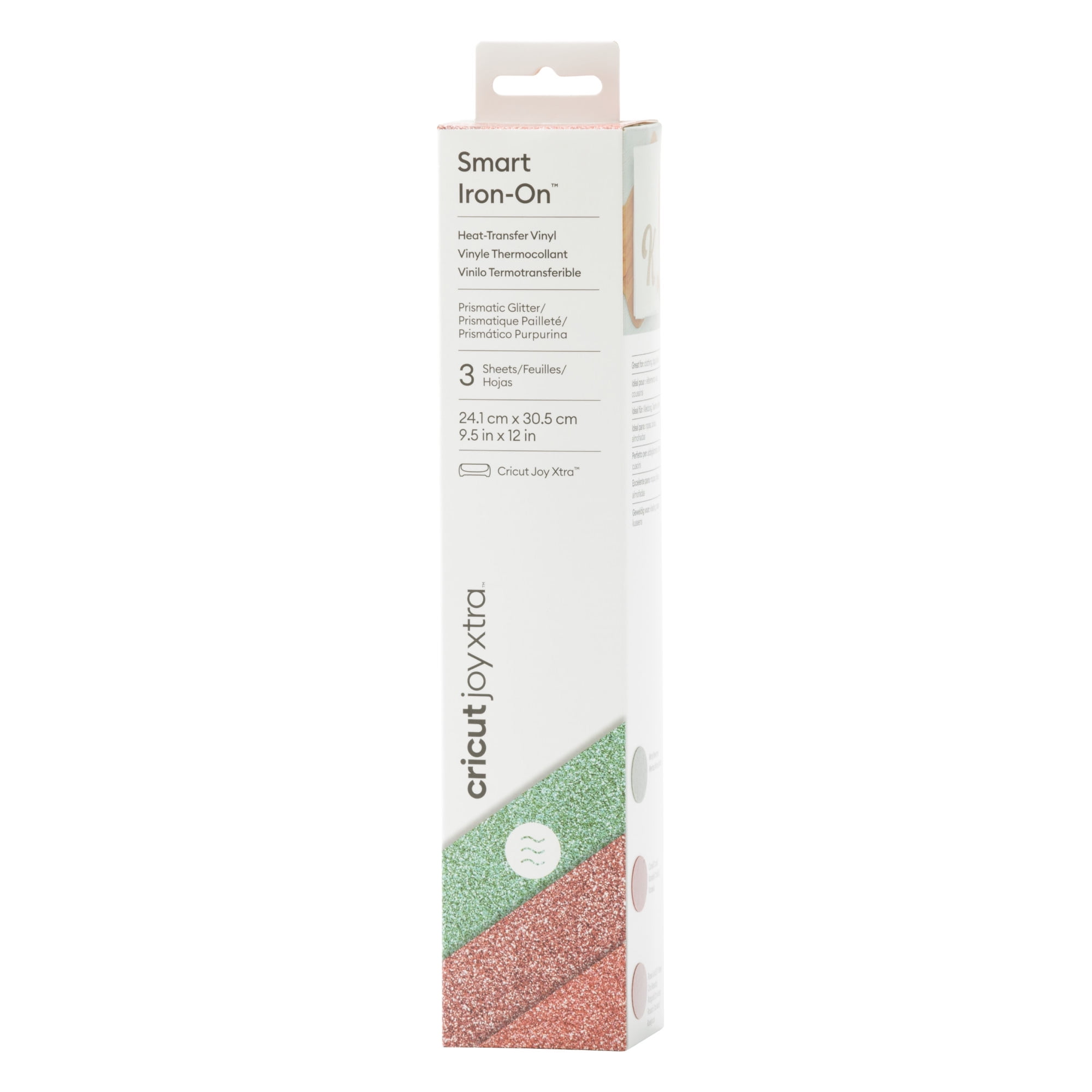 Cricut Joy Xtra Prismatic Glitter Smart Iron-On Vinyl, Sea Sparkle Sampler (3 ct), 9.5" x 12"