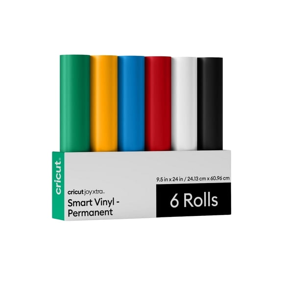 Cricut Joy Xtra Smart Permanent Adhesive Vinyl Sampler, Matless Vinyl Sheets, 9.5 in x 24 in, 6 Count
