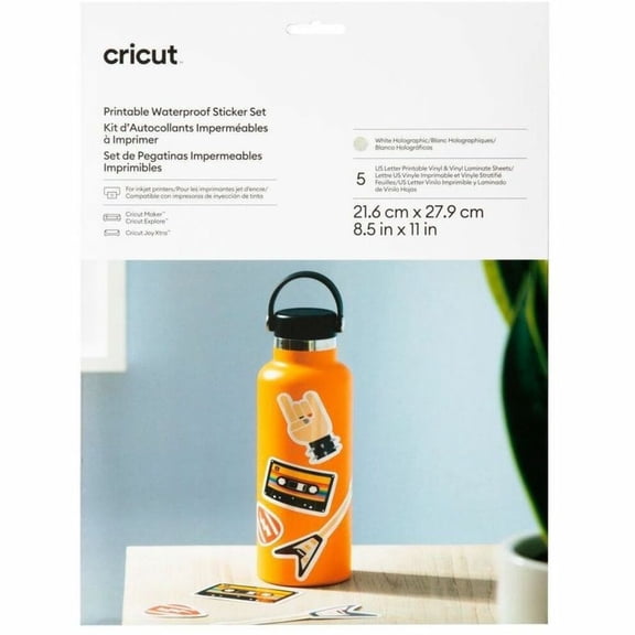 cricut Printable Waterproof Holographic Sticker Set, US Letter (5 ct)