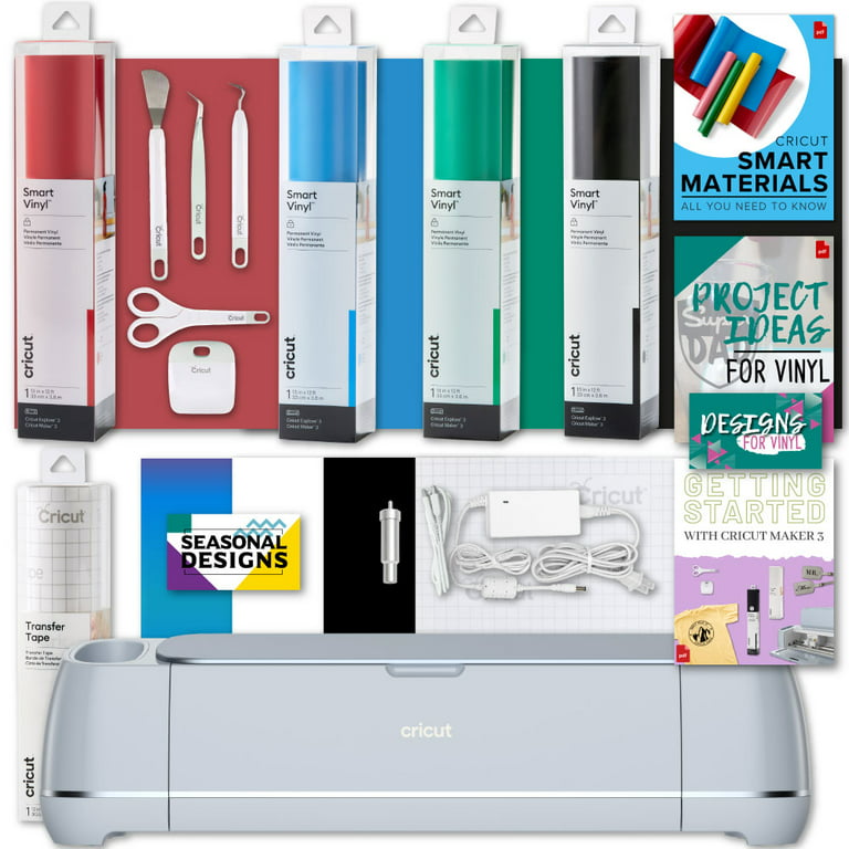 Cricut Bundle Starter Kit: 52 Adhesive Vinyl Sheets with Weeding Tool, 10  Transfer Sheets & Cutting Mat - Tools & Supplies for Beginners - Complete