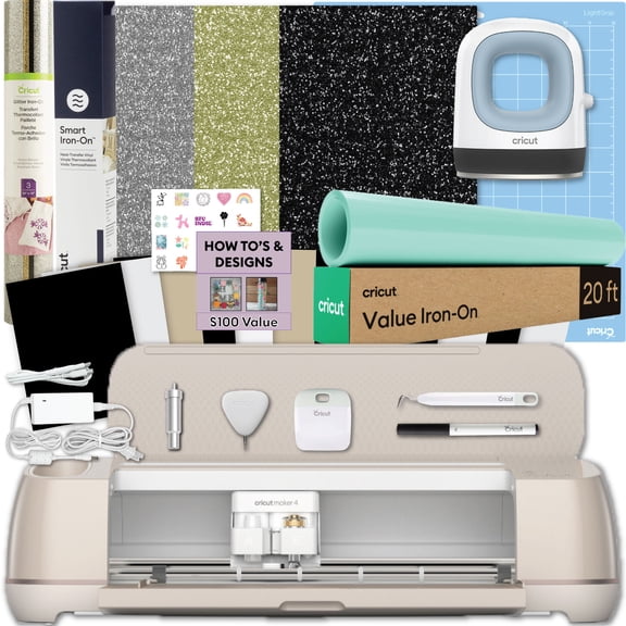 Cricut Maker 4 Cutting Machine and Mini Press with Iron-On Craft Bundle