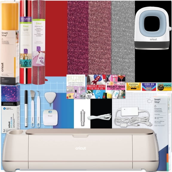 Cricut Maker 4 Cutting Machine with Mini Heat Press with Heat Transfer Vinyl Combo Bundle