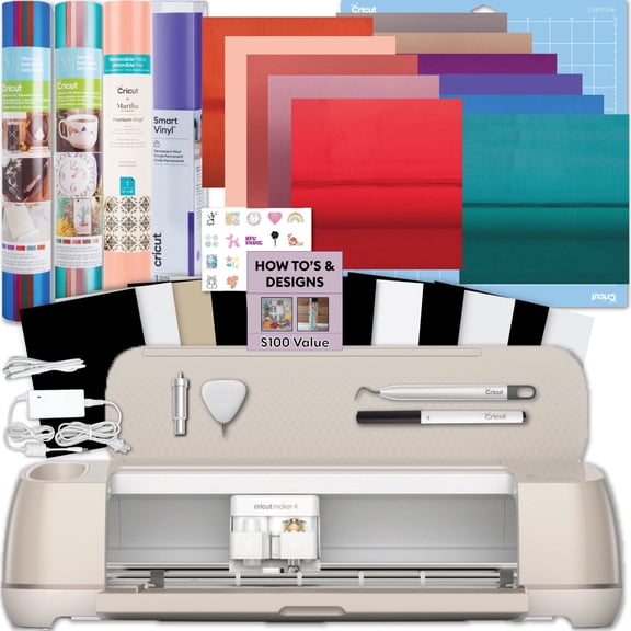 Cricut Maker 4 Cutting Machine with Vinyl and Cardstock Starter Bundle