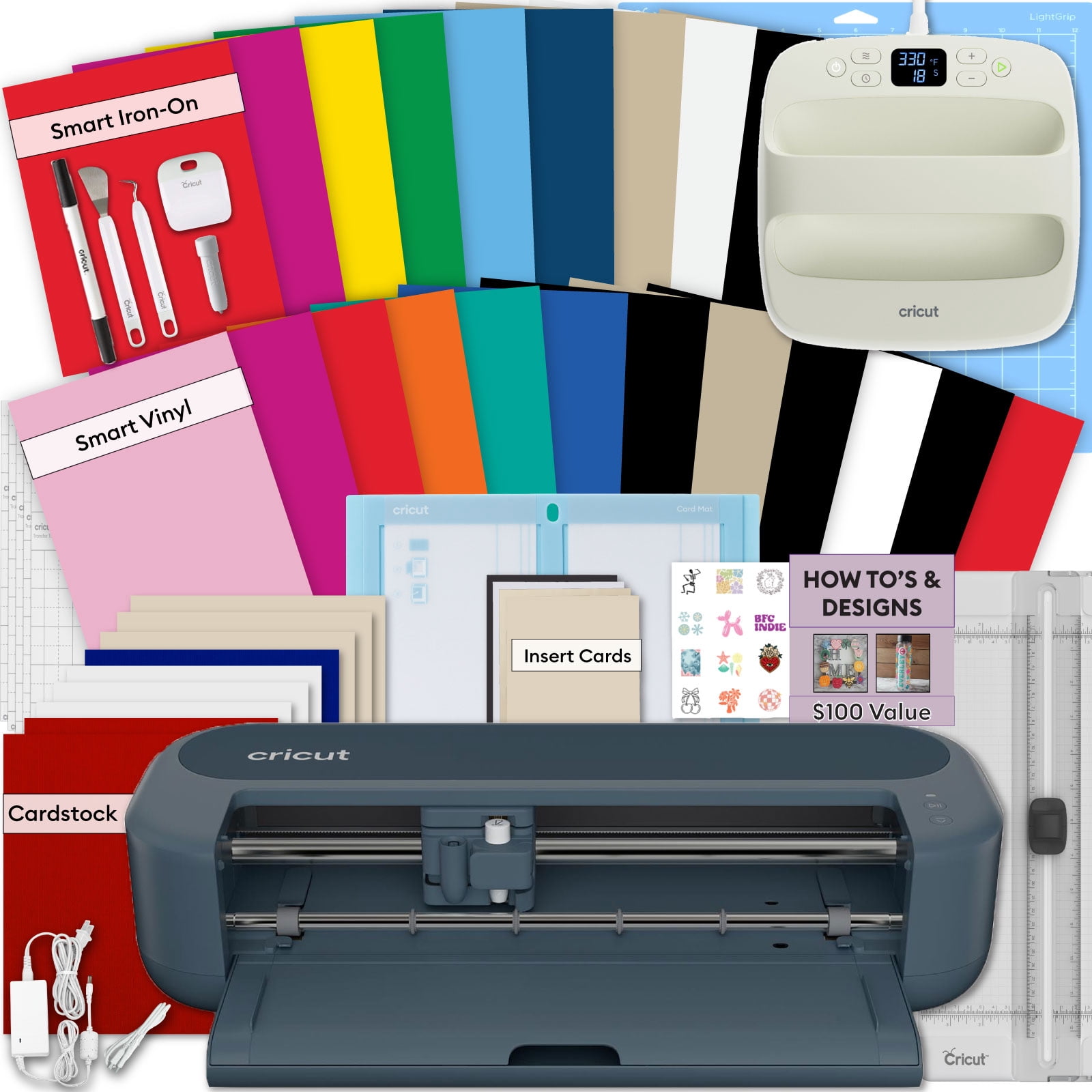 Cricut Maker 5 Machine with EasyPress + Vinyl & Iron-On Bundle for ...