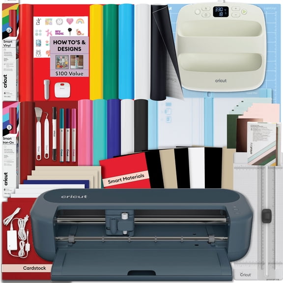 Cricut Maker 5 Machine & EasyPress + Rainbow Sampler Bundle with Vinyl, HTV & Cards