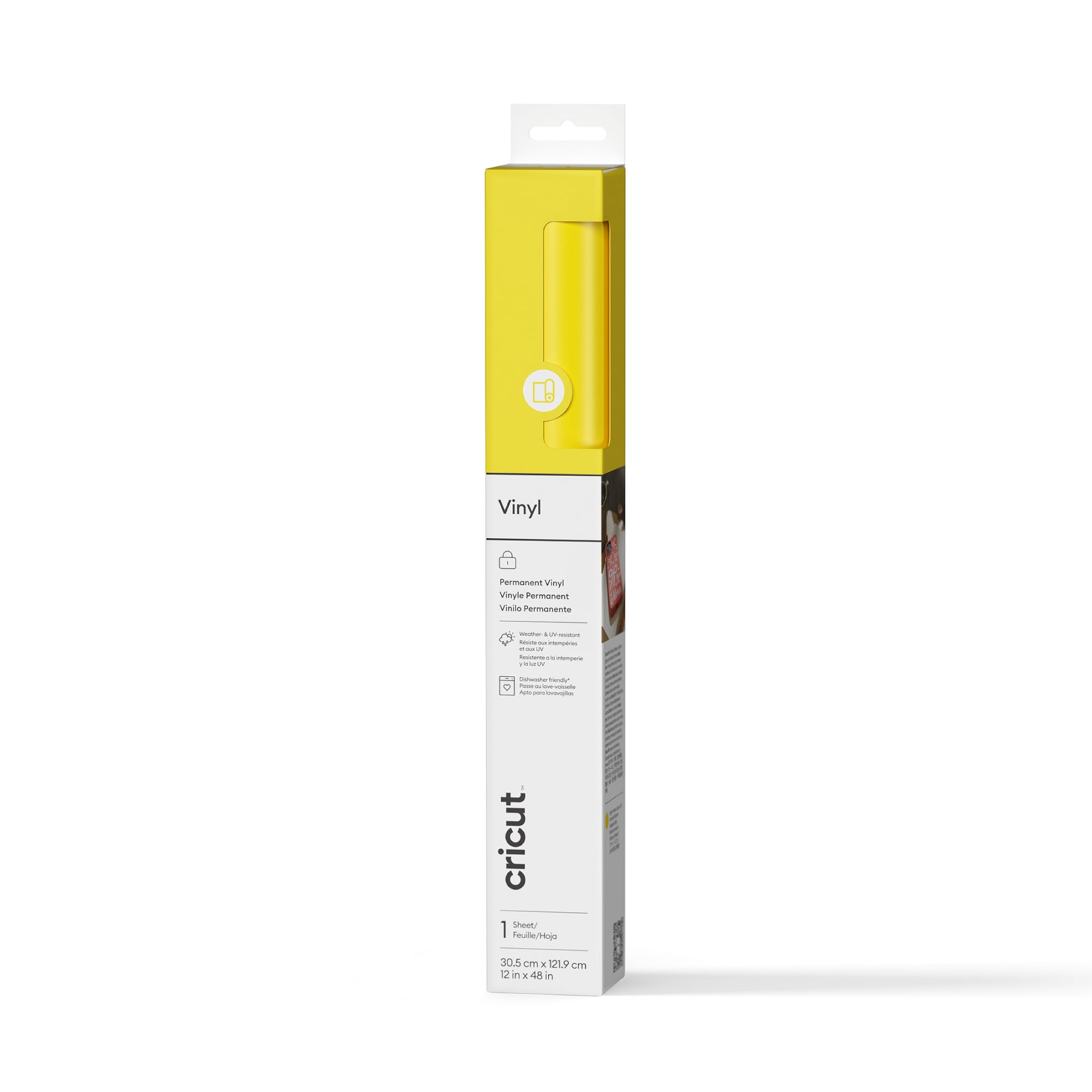 Cricut® Matte Vinyl – Permanent (4 ft), 12" x 48", Bright Yellow