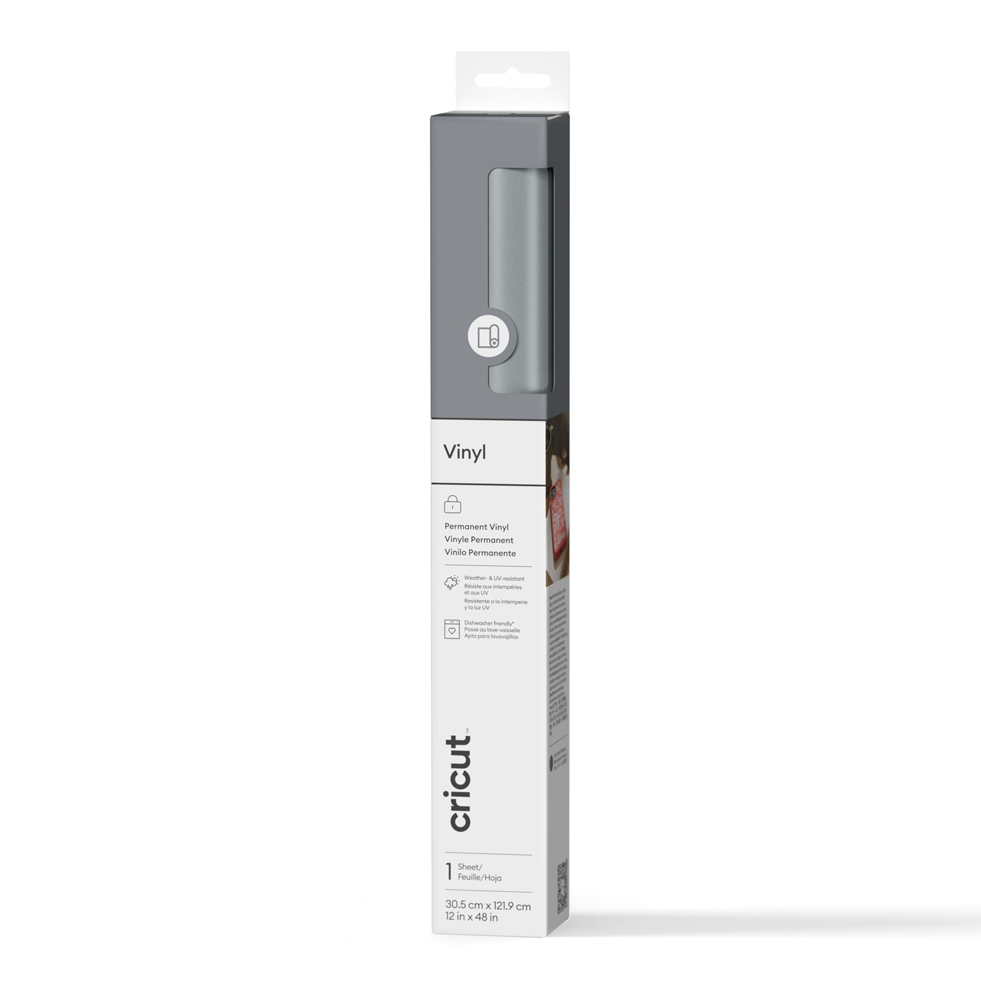 Cricut® Matte Vinyl – Permanent (4 ft), 12" x 48", Gray