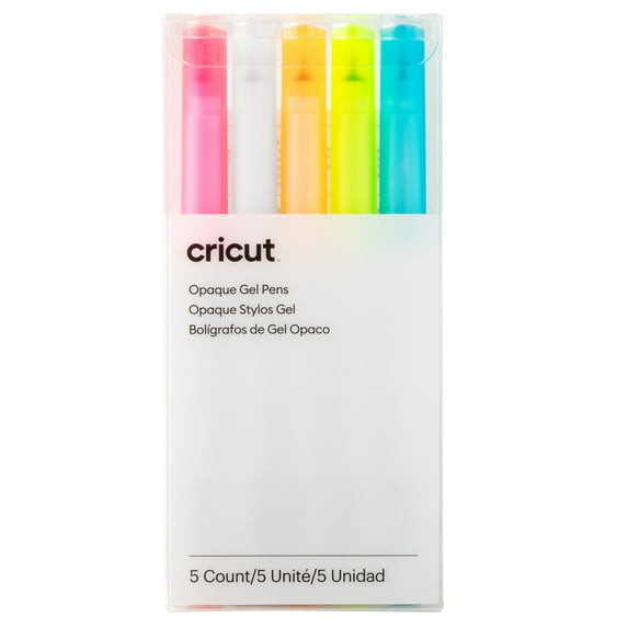 Cricut Opaque Gel Pens 1.0 mm, Pink/White/Orange/Yellow/Blue (5 ct), Medium Point