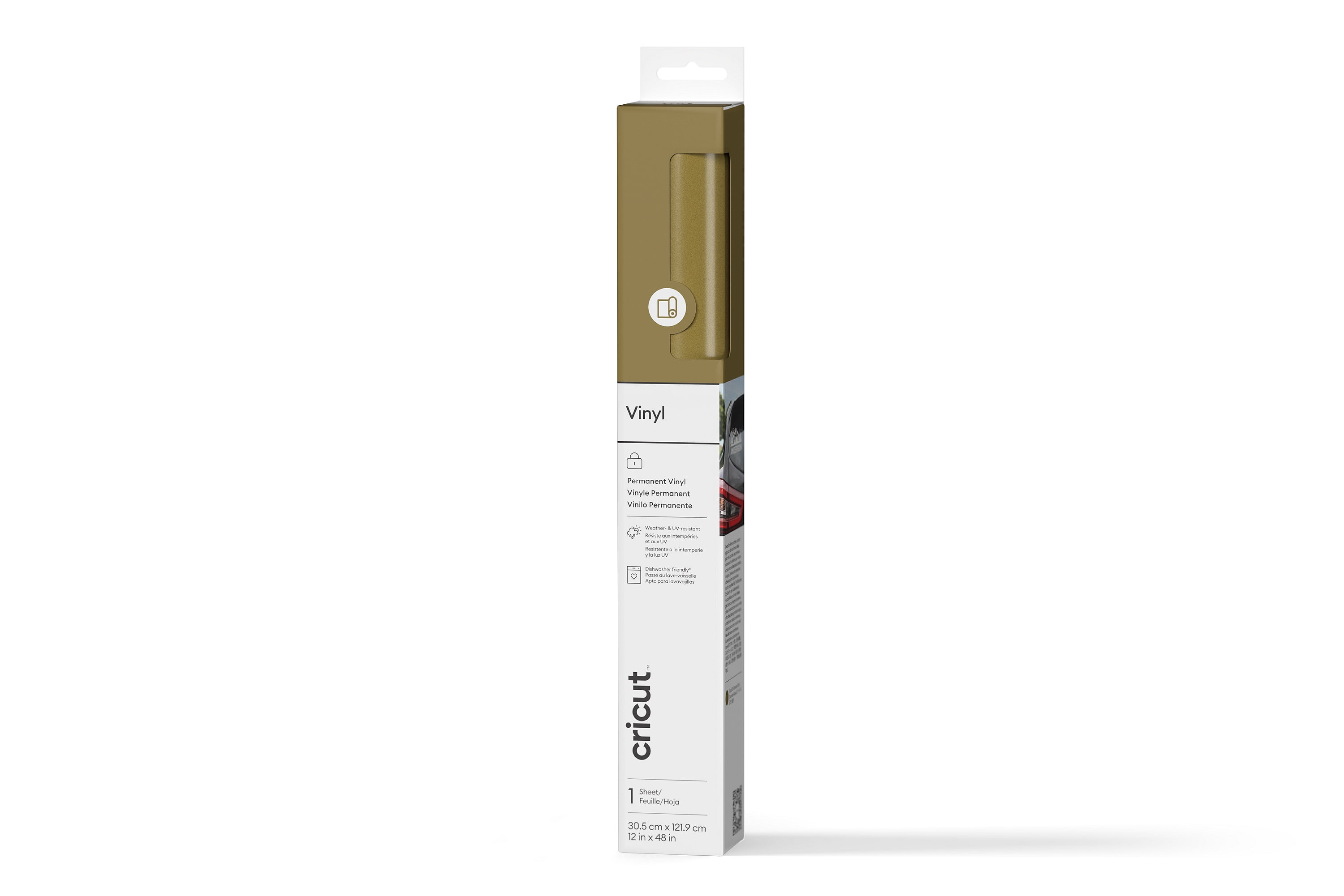 Cricut® Glossy Vinyl – Permanent (4 ft), 12" x 48", Gold