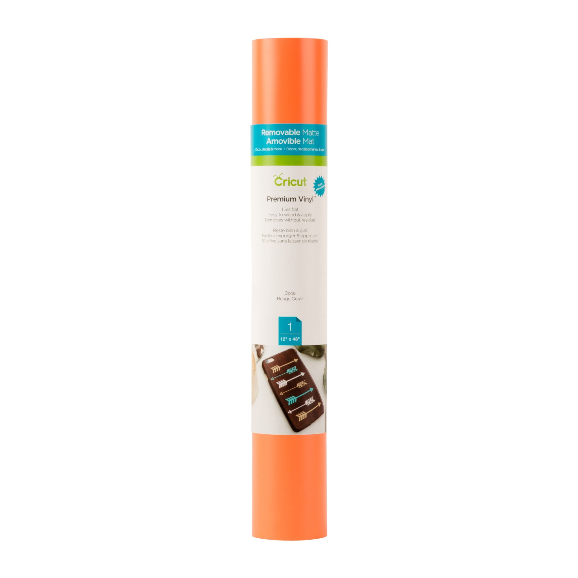 Cricut® Premium Vinyl™ – Removable, Coral, 12" x 48"