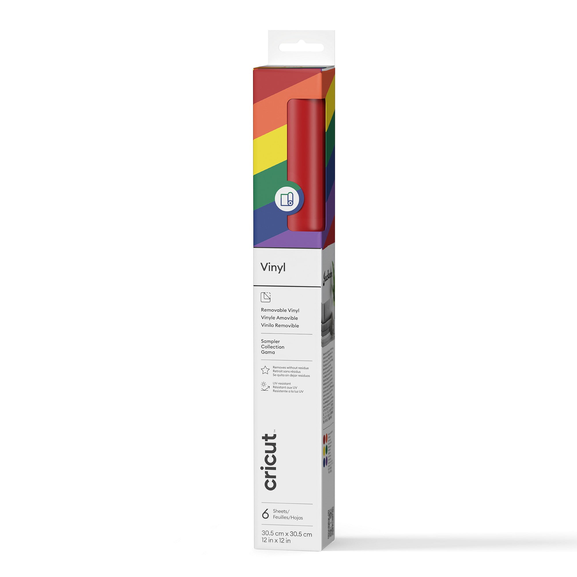 Cricut® Vinyl – Removable, Rainbow Sampler (6 ct), 12 x12,