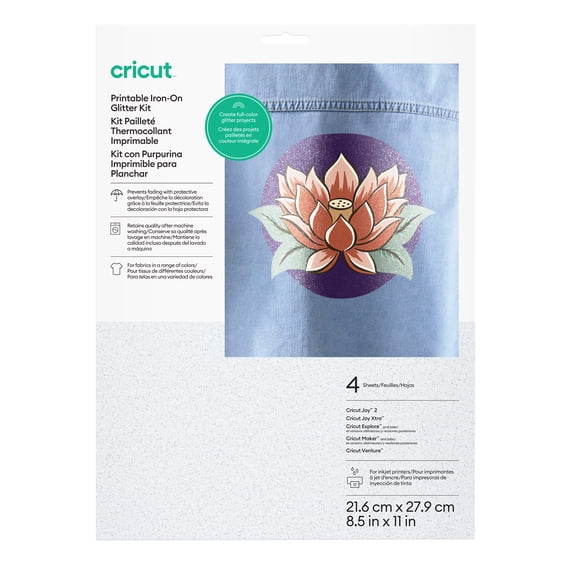 Cricut Printable Iron-On Glitter Kit 8.5 in x 11 in (4 ct)