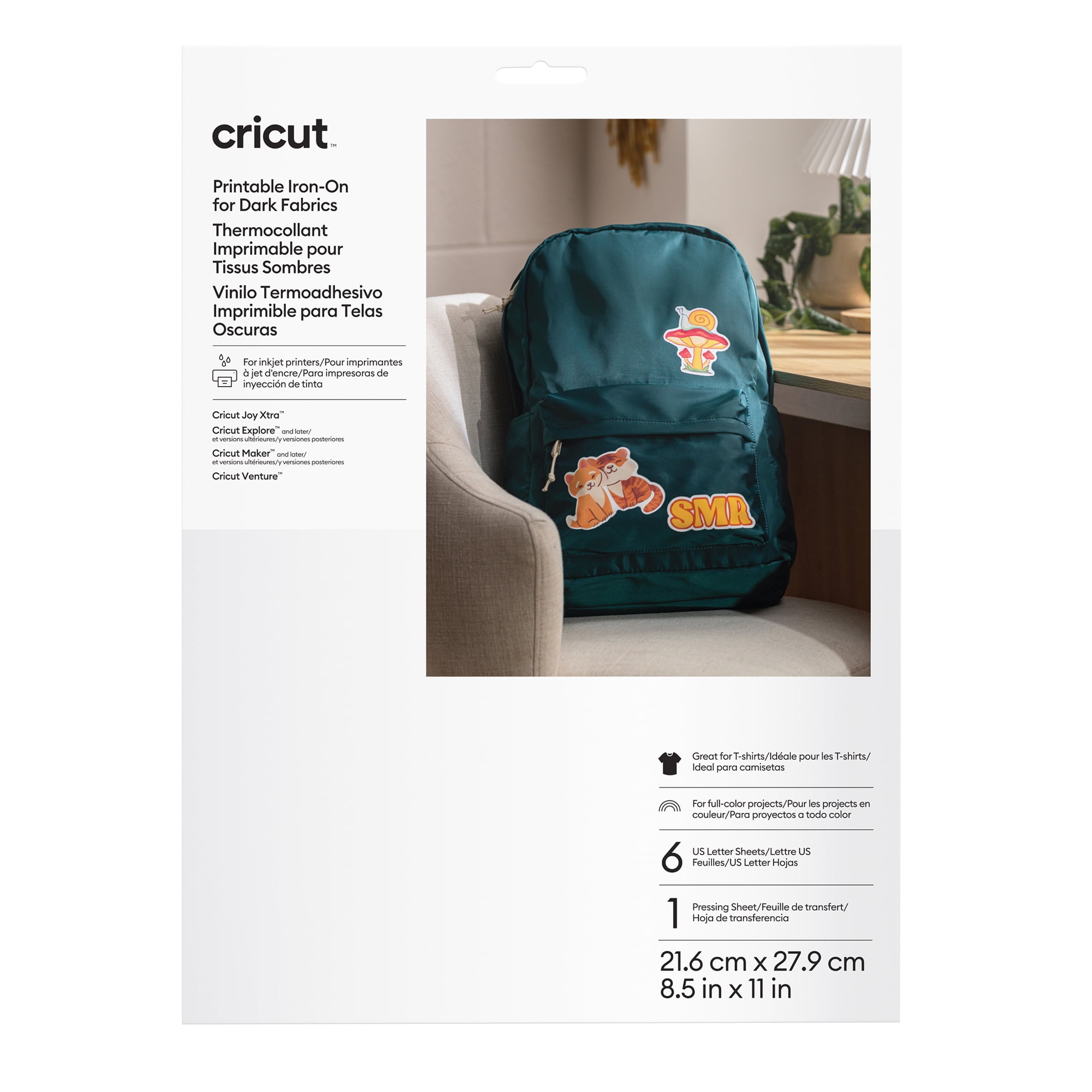 Cricut Printable Iron-On™ Vinyl, Dark Fabrics -&nbsp;8.5 in x 11 in (6), 8.5" x 11"