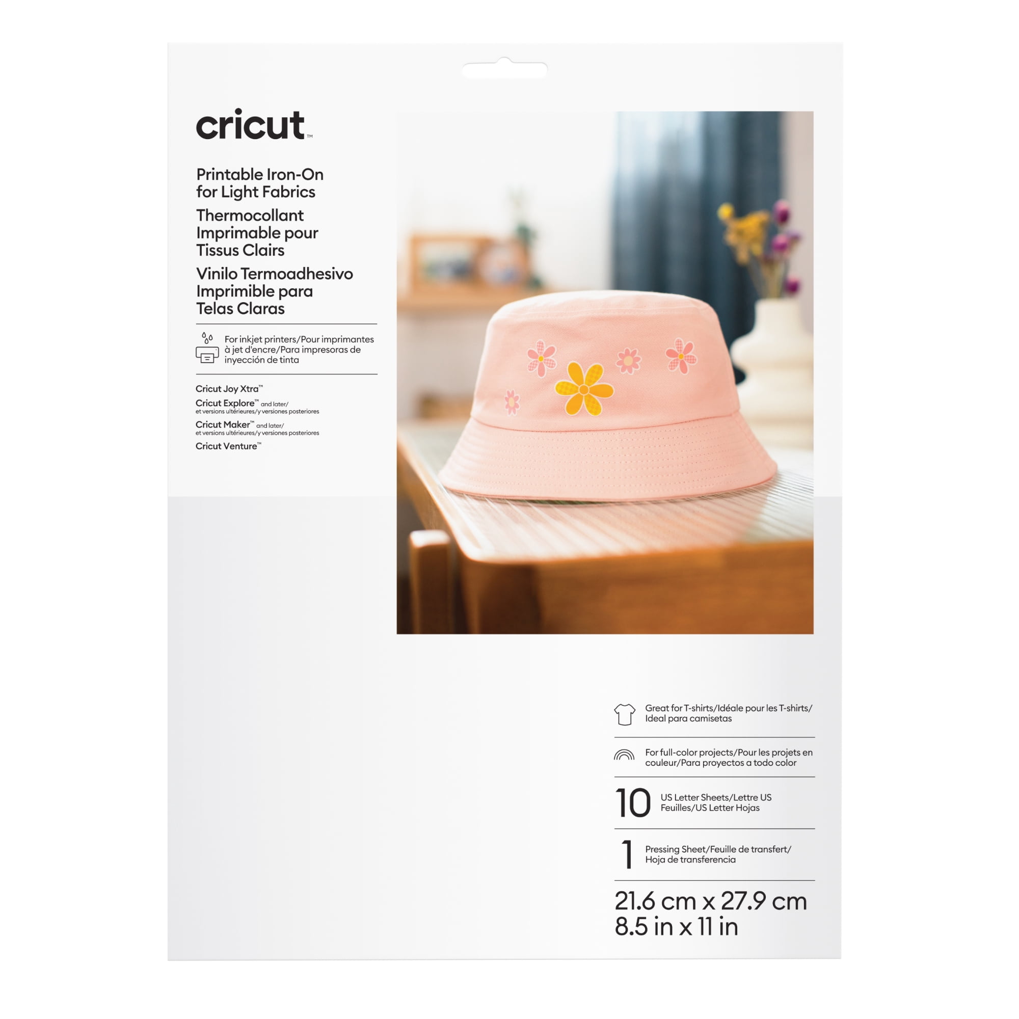 Cricut Printable Iron-On™ Vinyl, Light Fabrics -&nbsp;8.5 in x 11 in (10), 8.5" x 11"
