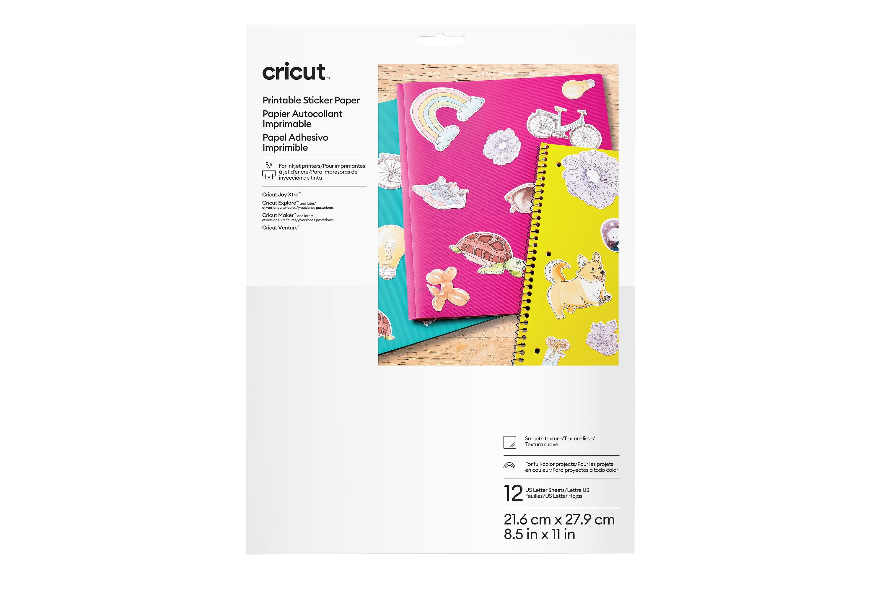 Cricut® Printable Sticker Paper - US Letter (12 ct), 8.5" x 11",White