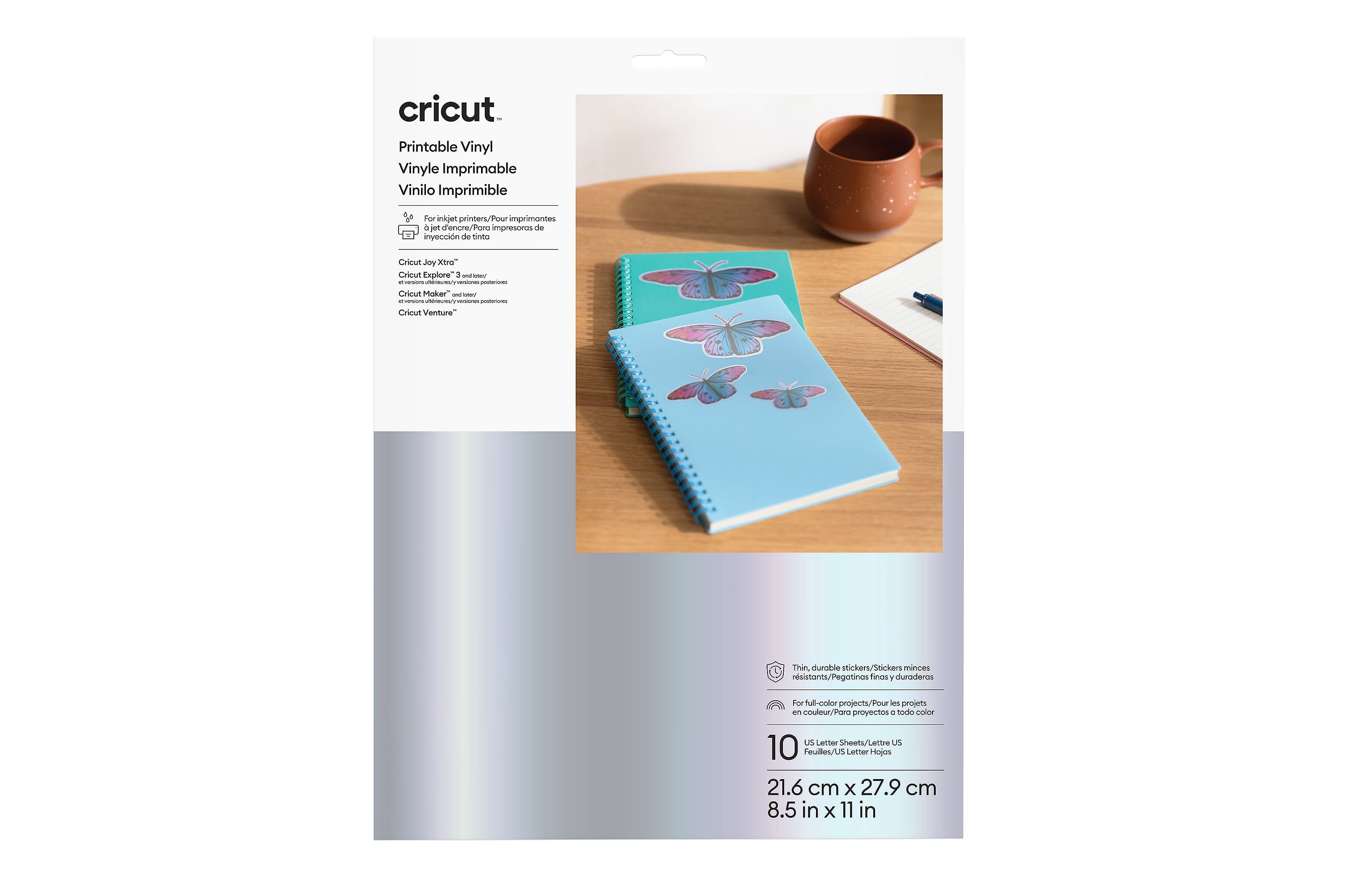 Cricut® Printable Vinyl (10 ct), 8.5" x 11",Silver