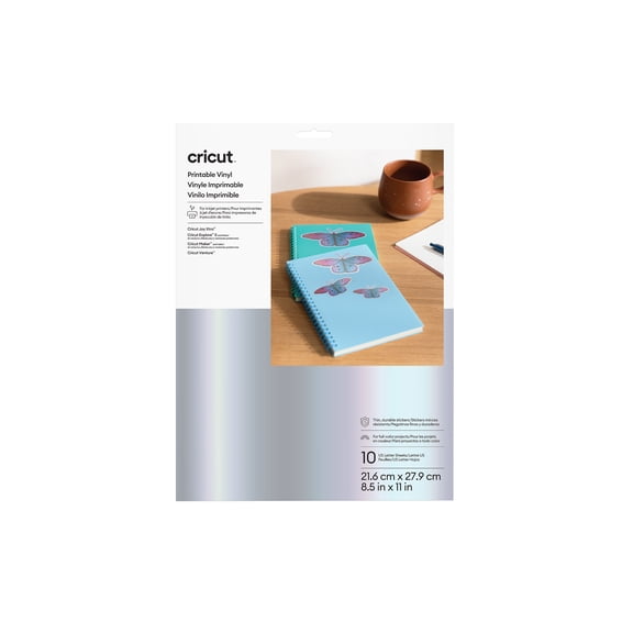Cricut Printable Vinyl (10 ct), 8.5" x 11",Silver