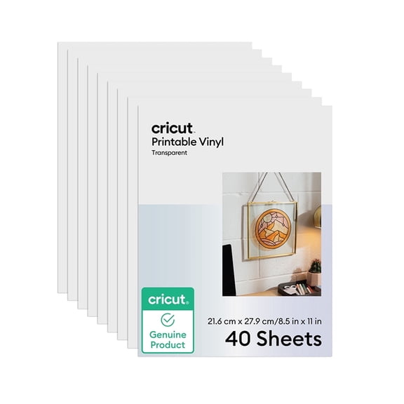Cricut Printable Vinyl Sheets - 8.5 x 11 in, 40 Count, Transparent
