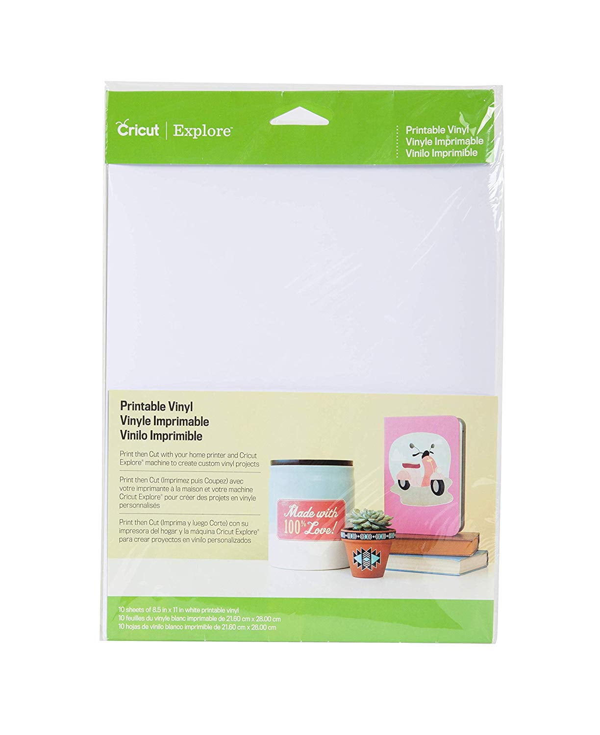 Cricut Printable Vinyl - White 8.5X11 Pkg 10 Sheets - Maker