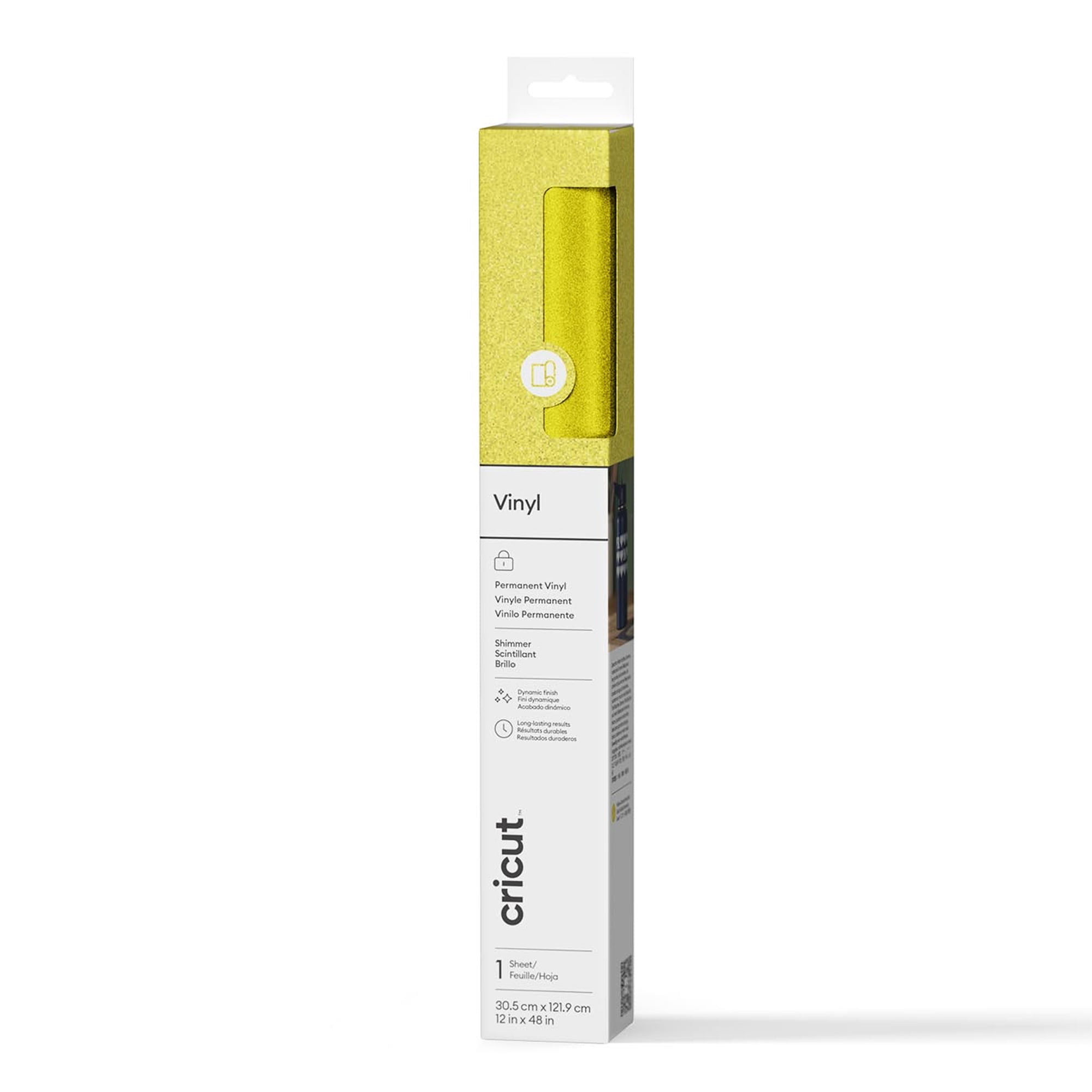 Cricut® Shimmer Vinyl – Permanent (12 in x 48 in), 12" x 48",Yellow