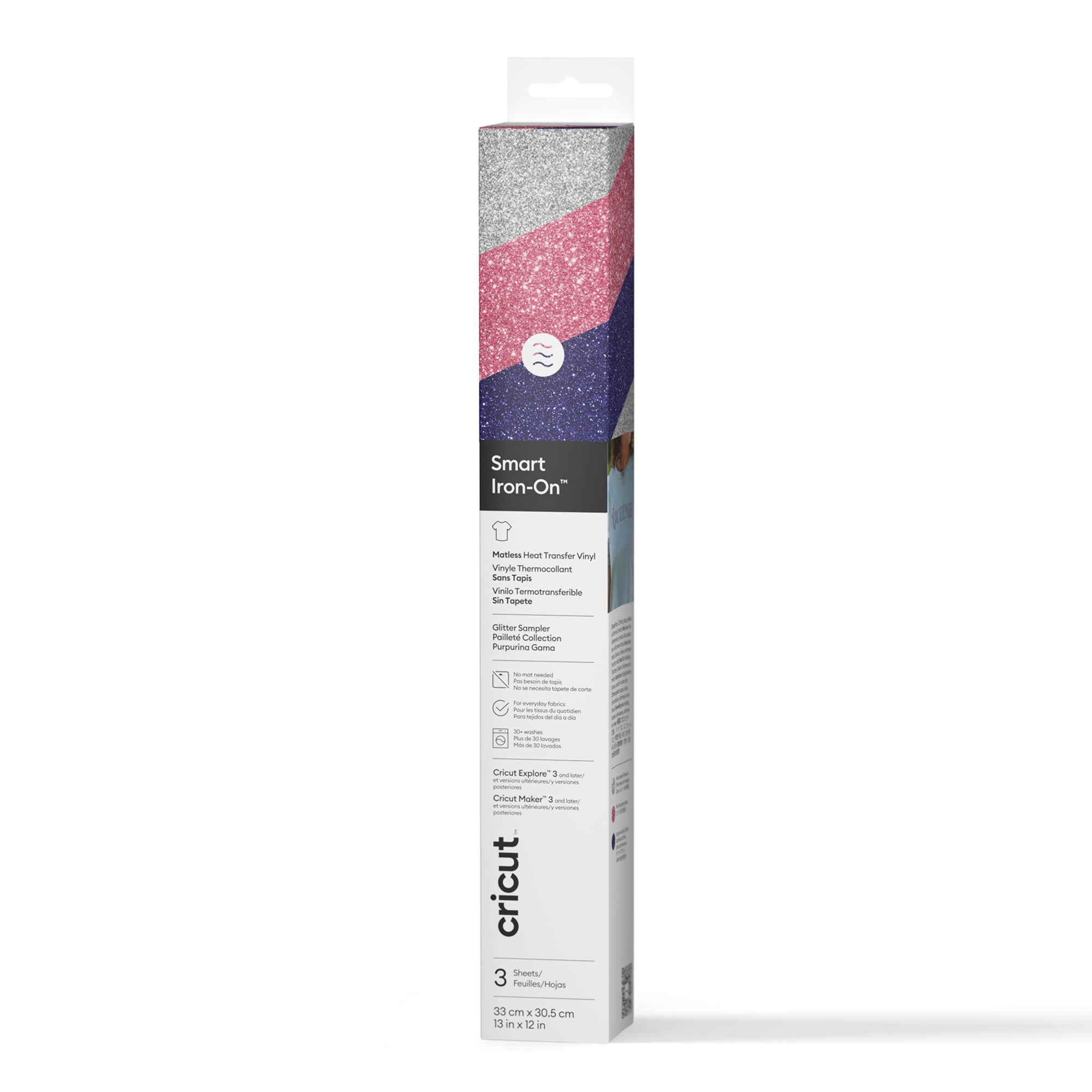 Cricut® Smart Iron-On™ Vinyl Glitter Matless Heat Transfer Vinyl, Nebula Sampler -&nbsp;13 in x 12 in (3 ct), 13" x 12"