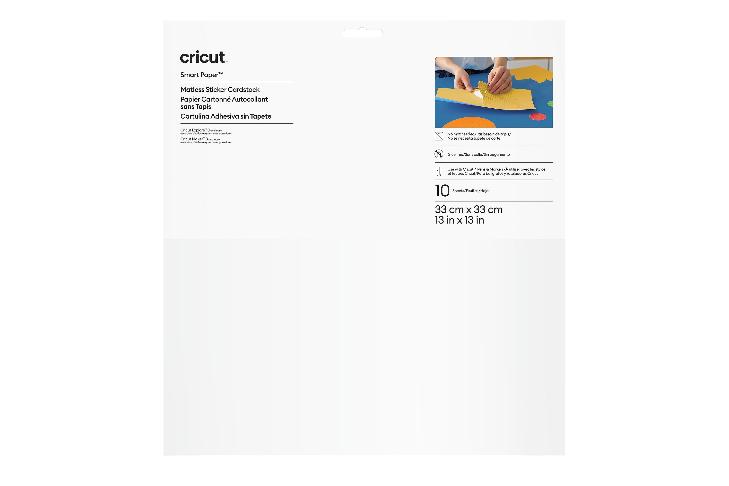 Cricut® Smart Paper™ Sticker Cardstock, White, 13" x 13",White