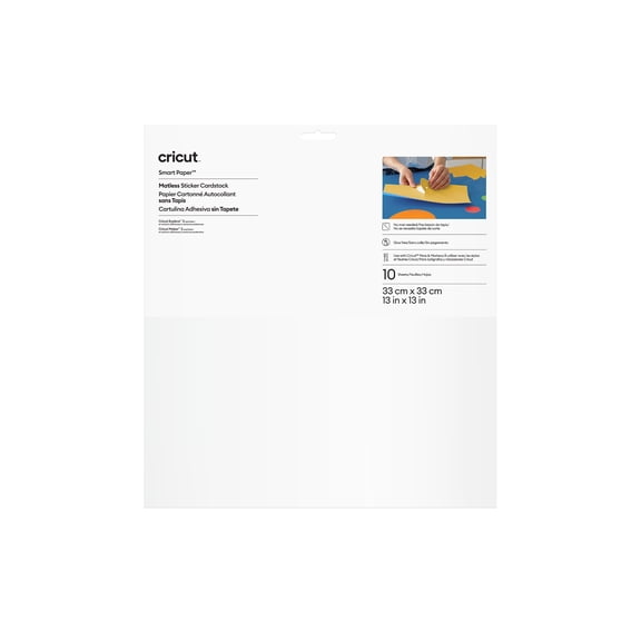 Cricut Smart Paper Sticker Cardstock, White, 13" x 13",White