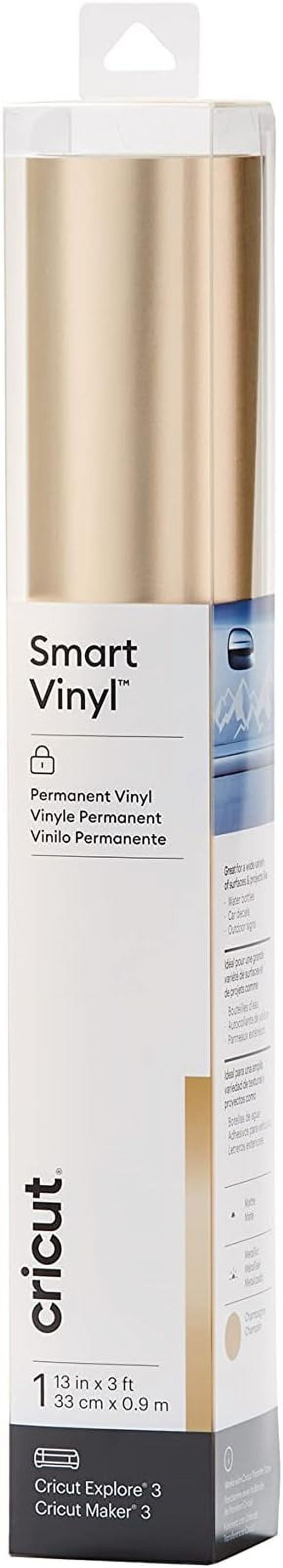 Cricut Smart Permanent Matte Metallic Vinyl (13in x 3ft, Champagne) for Outdoor Crafts, For Cricut Explore 3 & Maker 3, Create DIY Projects, Decals, Stickers & More, All-Weather & Fade-Proof