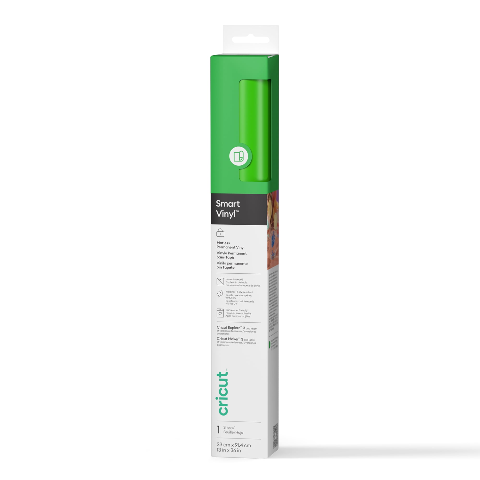 Cricut® Smart Vinyl™ Matless Permanent Vinyl (13 in x 36 in), 13" x 26",Spring Green