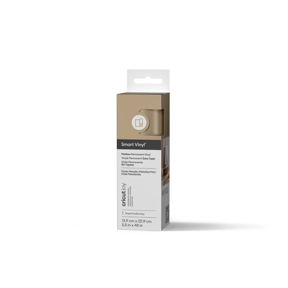 Cricut Joy Smart Vinyl Matte Metallic Matless Permanent Vinyl, 5.5" x 48",Champagne