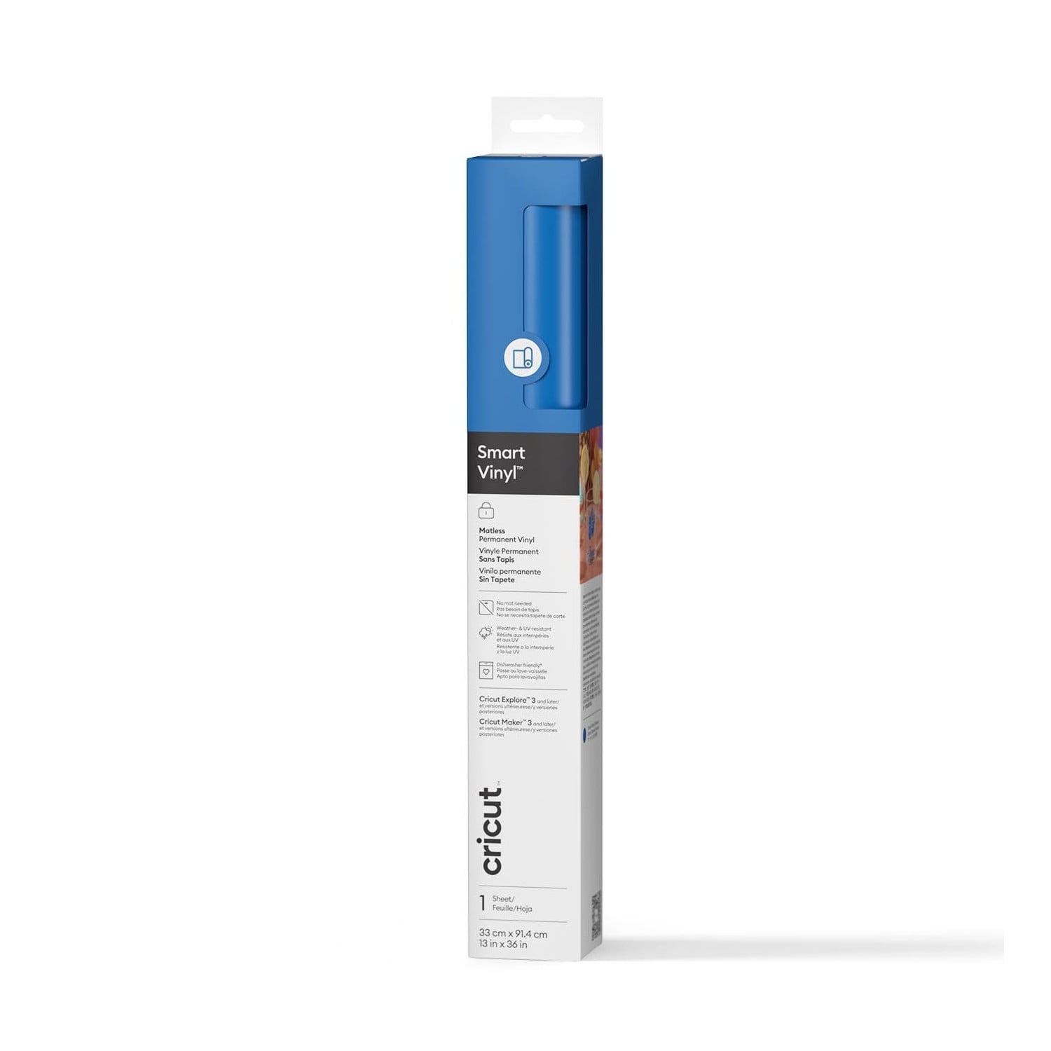 Cricut Smart Vinyl Matless Permanent Vinyl (3 ft), Ocean, 13 x36, Roll