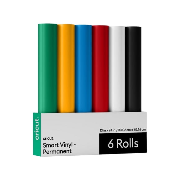 Cricut Smart Permanent Vinyl Sampler, Matless Adhesive Vinyl Sheets, 13 in x 24 in, 6 Count