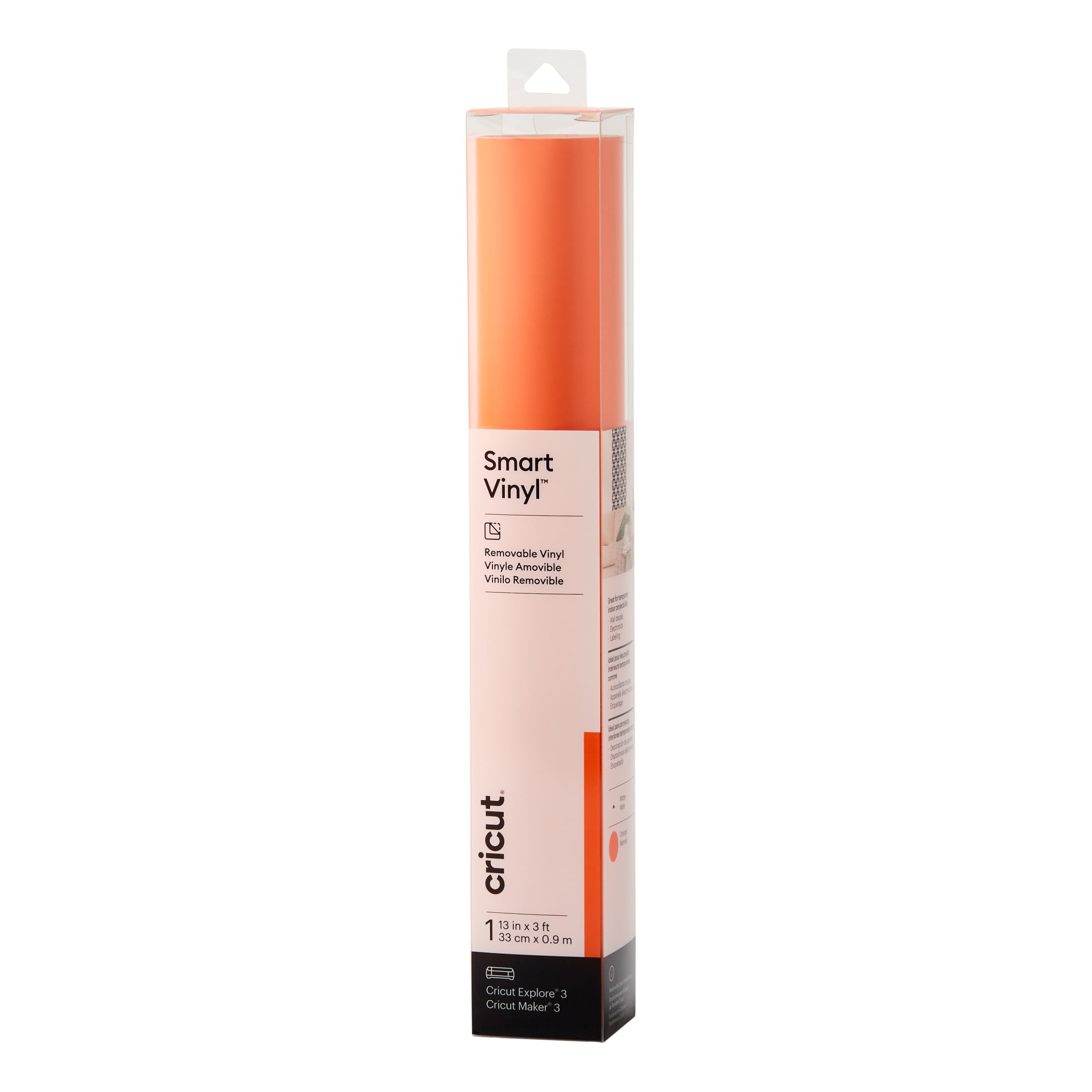 Cricut Smart Vinyl Removable (3 ft), Orange, 13" x 36" Roll
